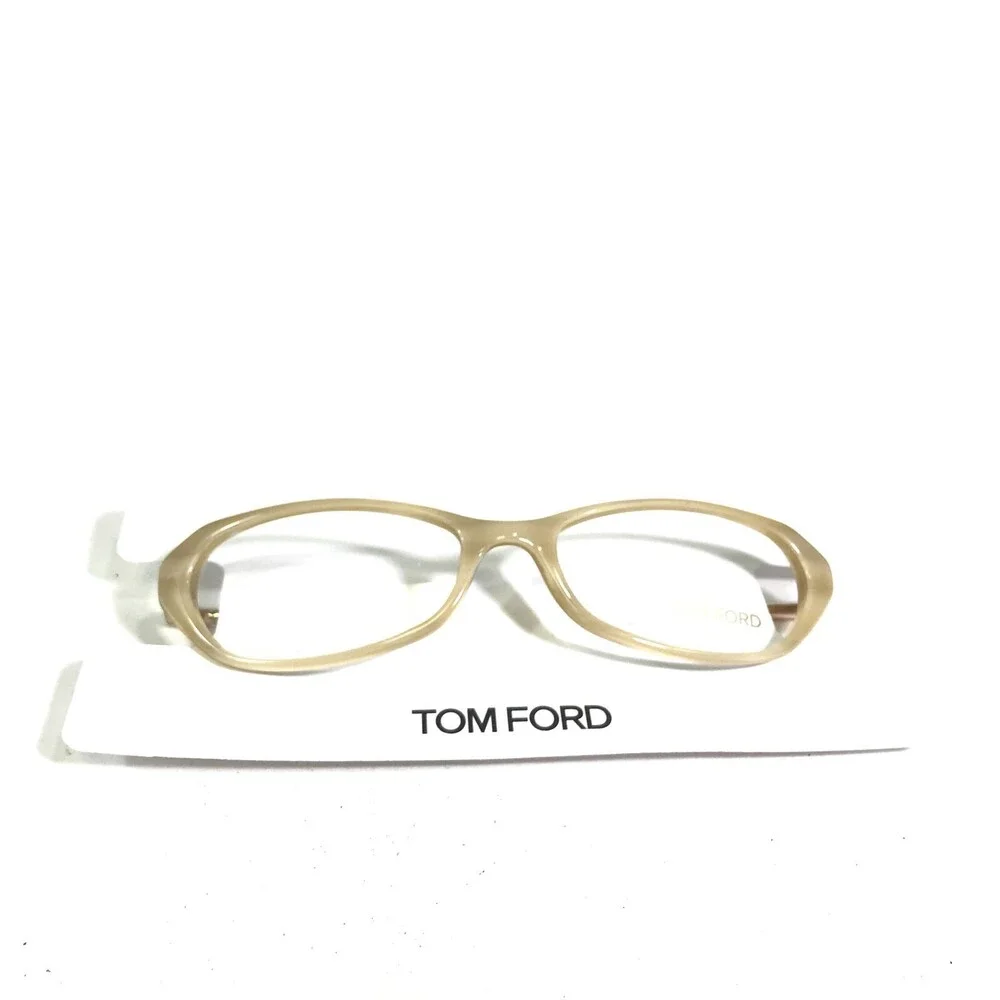 Tom Ford Eyeglasses Frames TF5134 025 Beige Gold Horn Round Full Rim 52-16-130